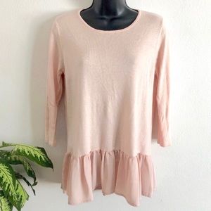 Dalia Small blush pink long-sleeved ruffled top